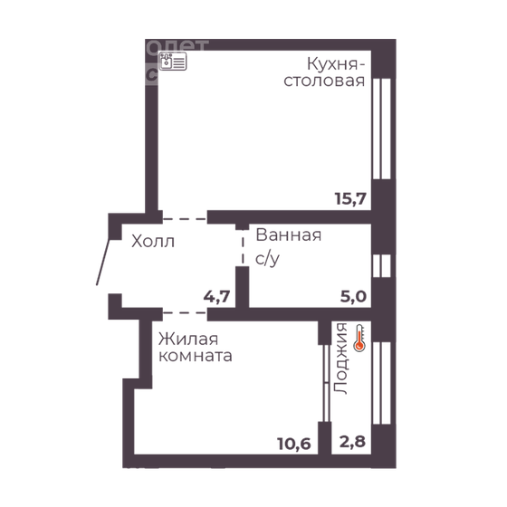 36 м², 1-комнатная квартира 5 206 000 ₽ - изображение 1