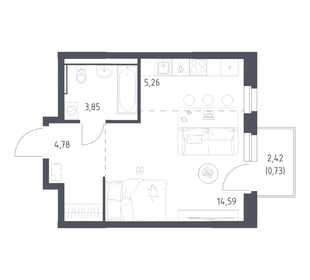 Квартира 29,2 м², студия - изображение 1