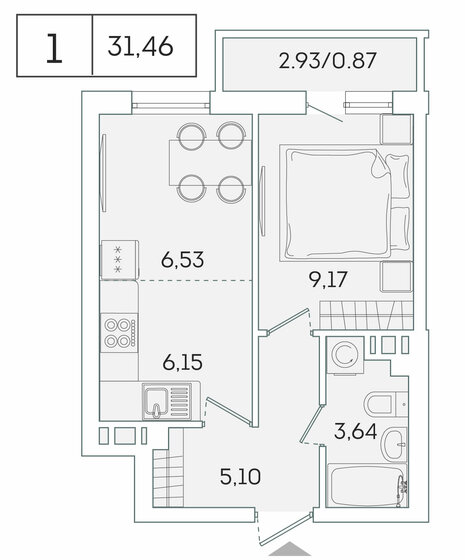 31,5 м², 1-комнатная квартира 5 759 577 ₽ - изображение 1