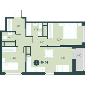 59,4 м², 2-комнатная квартира 7 510 000 ₽ - изображение 9