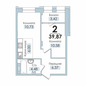 Квартира 39,9 м², 2-комнатная - изображение 1