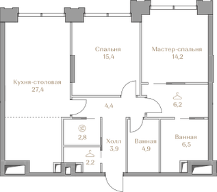 92 м², 2-комнатная квартира 94 500 000 ₽ - изображение 134