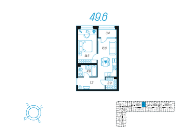 51,7 м², 1-комнатная квартира 7 679 259 ₽ - изображение 26