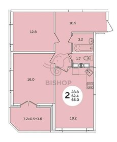 Квартира 66 м², 2-комнатная - изображение 1