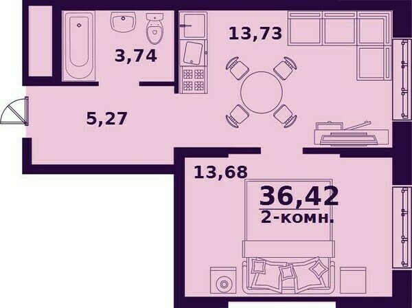 36,4 м², 1-комнатная квартира 2 913 600 ₽ - изображение 30