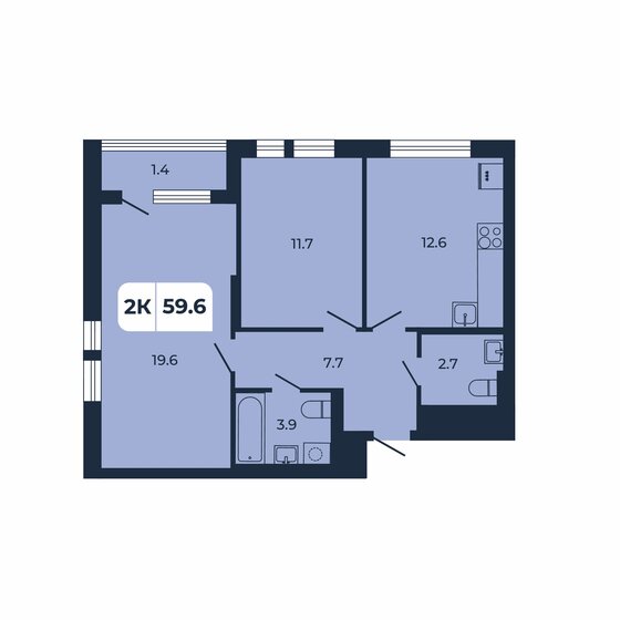 59,6 м², 2-комнатная квартира 6 883 800 ₽ - изображение 1