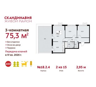 73,1 м², 3-комнатная квартира 16 933 460 ₽ - изображение 18