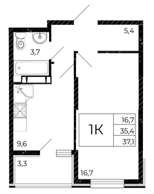 37,1 м², 1-комнатная квартира 4 396 350 ₽ - изображение 23