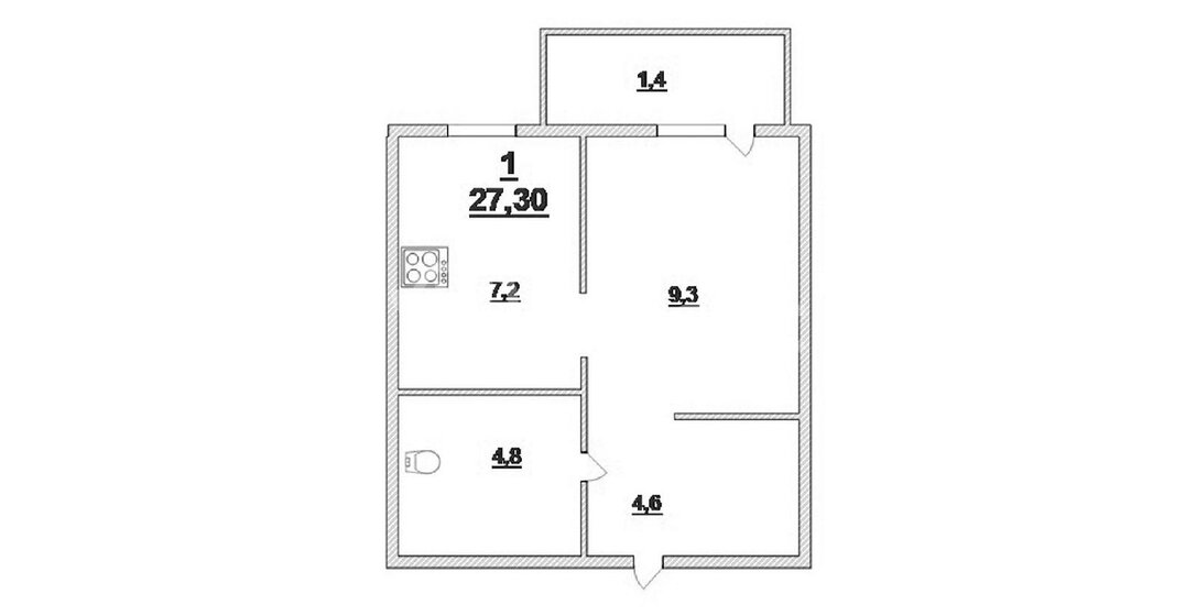 27,3 м², 1-комнатная квартира 3 500 000 ₽ - изображение 1