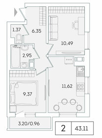 48 м², 2-комнатная квартира 7 400 000 ₽ - изображение 103