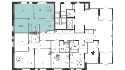 58,3 м², 2-комнатная квартира 12 123 714 ₽ - изображение 9