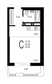 Квартира 33,1 м², студия - изображение 1