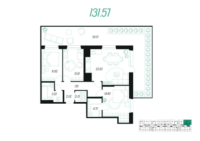 Квартира 98,2 м², 3-комнатная - изображение 1