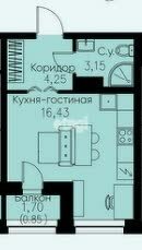 Квартира 25 м², студия - изображение 1