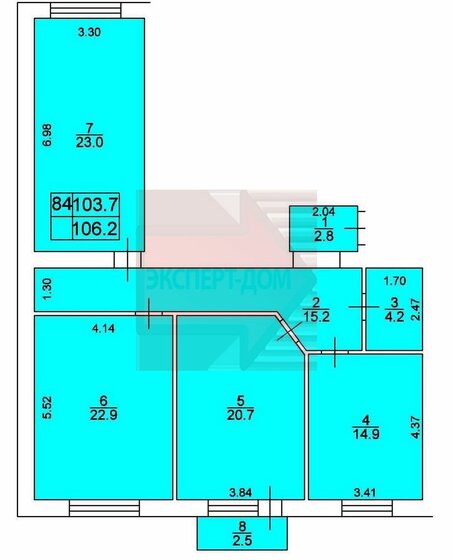 106,5 м², 3-комнатная квартира 7 434 000 ₽ - изображение 51