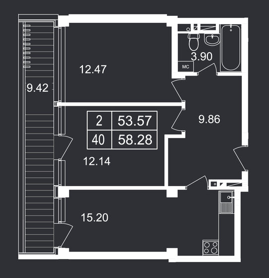 58,3 м², 2-комнатные апартаменты 15 645 732 ₽ - изображение 1