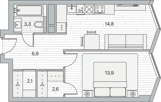 26,4 м², квартира-студия 15 000 000 ₽ - изображение 104