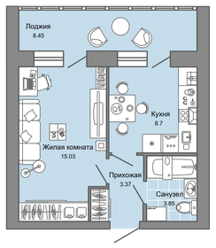 Квартира 36 м², 1-комнатная - изображение 1