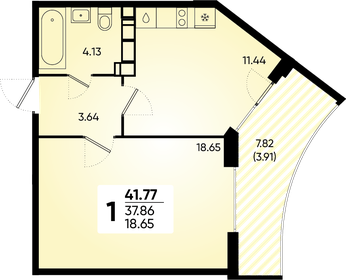 41,7 м², 1-комнатная квартира 5 900 000 ₽ - изображение 77