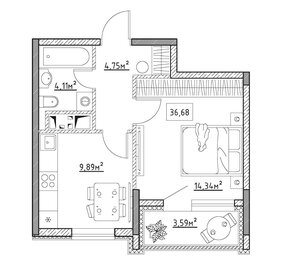33 м², 1-комнатная квартира 2 470 000 ₽ - изображение 21