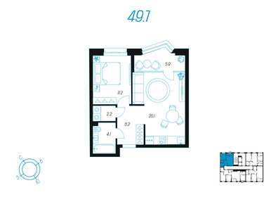 Квартира 49,7 м², 1-комнатная - изображение 1