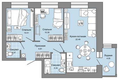 68 м², 3-комнатная квартира 7 024 600 ₽ - изображение 30