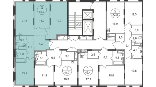 Квартира 86,3 м², 3-комнатная - изображение 2