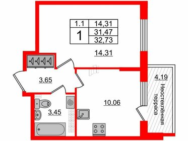 30,6 м², 1-комнатная квартира 6 450 246 ₽ - изображение 33