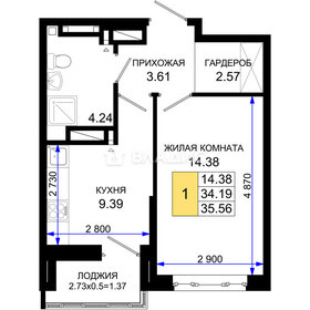 Квартира 35,6 м², 1-комнатная - изображение 2