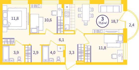 73,7 м², 3-комнатная квартира 8 750 000 ₽ - изображение 28