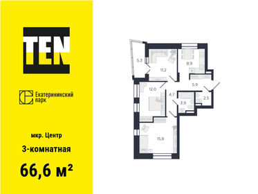 Квартира 66,6 м², 3-комнатная - изображение 1