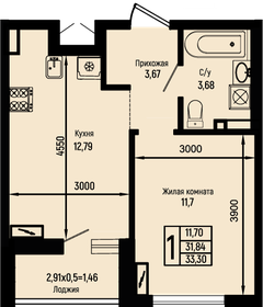 Квартира 33,3 м², 1-комнатная - изображение 1
