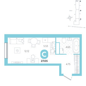 27,5 м², квартира-студия 3 300 000 ₽ - изображение 14