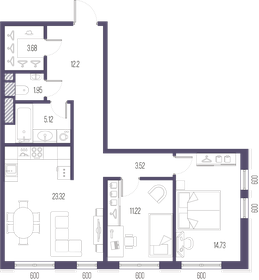 Квартира 75,7 м², 2-комнатная - изображение 1