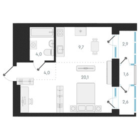 Квартира 37,8 м², студия - изображение 1