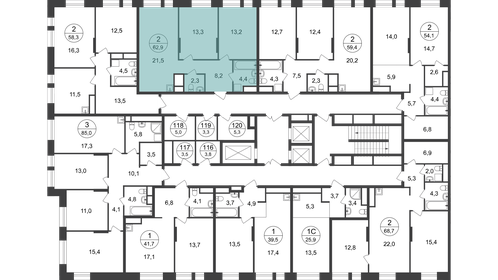 62,9 м², 2-комнатная квартира 15 025 750 ₽ - изображение 75