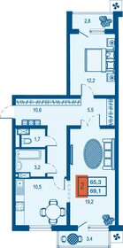 66,6 м², 2-комнатная квартира 6 600 000 ₽ - изображение 67