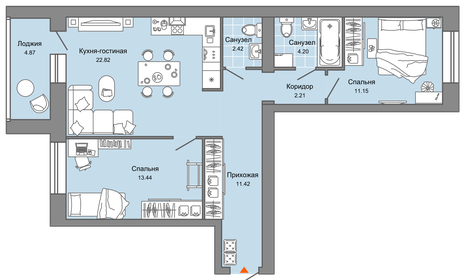 70 м², 3-комнатная квартира 7 242 126 ₽ - изображение 6