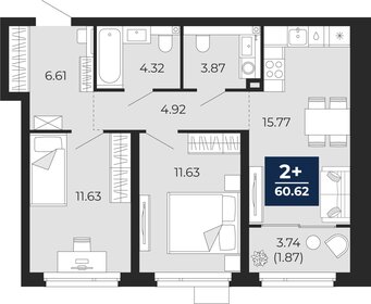 59,3 м², 2-комнатная квартира 7 000 000 ₽ - изображение 16