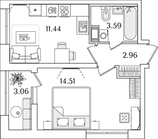 34 м², 1-комнатная квартира 10 228 991 ₽ - изображение 25