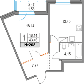 43,8 м², 1-комнатная квартира 10 990 000 ₽ - изображение 12