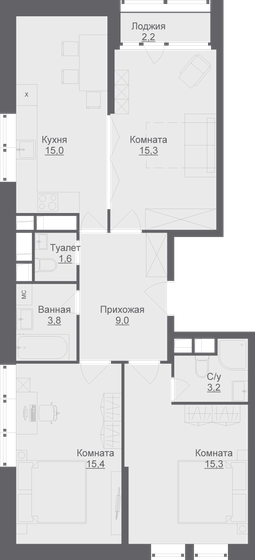 79,7 м², 3-комнатная квартира 17 249 176 ₽ - изображение 9