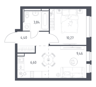 Квартира 34,6 м², 1-комнатная - изображение 1