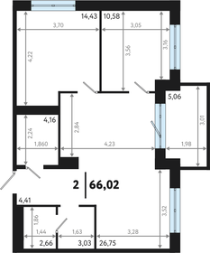 Квартира 66 м², 2-комнатная - изображение 2