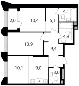 Квартира 71,9 м², 2-комнатная - изображение 1