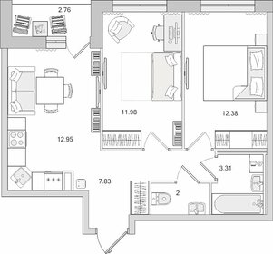 Квартира 50,5 м², 2-комнатная - изображение 1