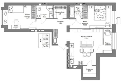 79,7 м², 3-комнатная квартира 7 450 000 ₽ - изображение 30