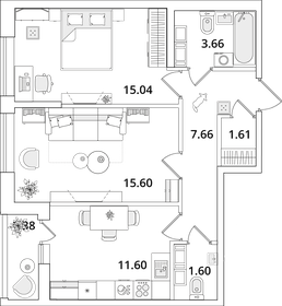 57,6 м², 2-комнатная квартира 15 850 000 ₽ - изображение 147