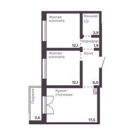 Квартира 53,5 м², 2-комнатная - изображение 1