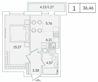 Квартира 36,5 м², 1-комнатная - изображение 1